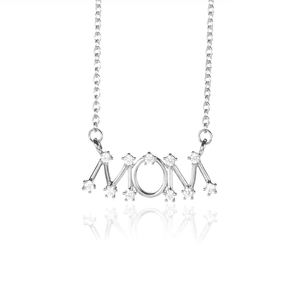 Silver MOM lettered Necklace